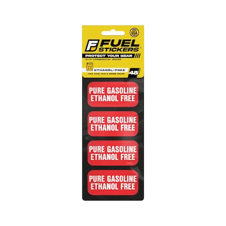 Fuel Stickers No Ethanol Sticker, Ethanol Free:  Fuel Can & Outdoor Power Equipment, Hvy-Dty, 2''x1'', 48PK Z-2X1PGEF-48PK